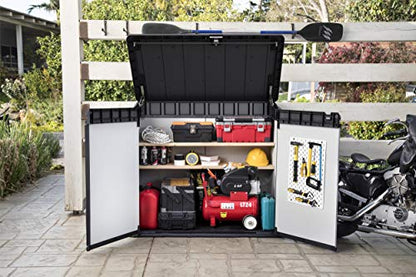 Keter Store It Out Premier XL Outdoor Garden Storage Shed, Grey and Black, 141 x 82 x 123.5 cm