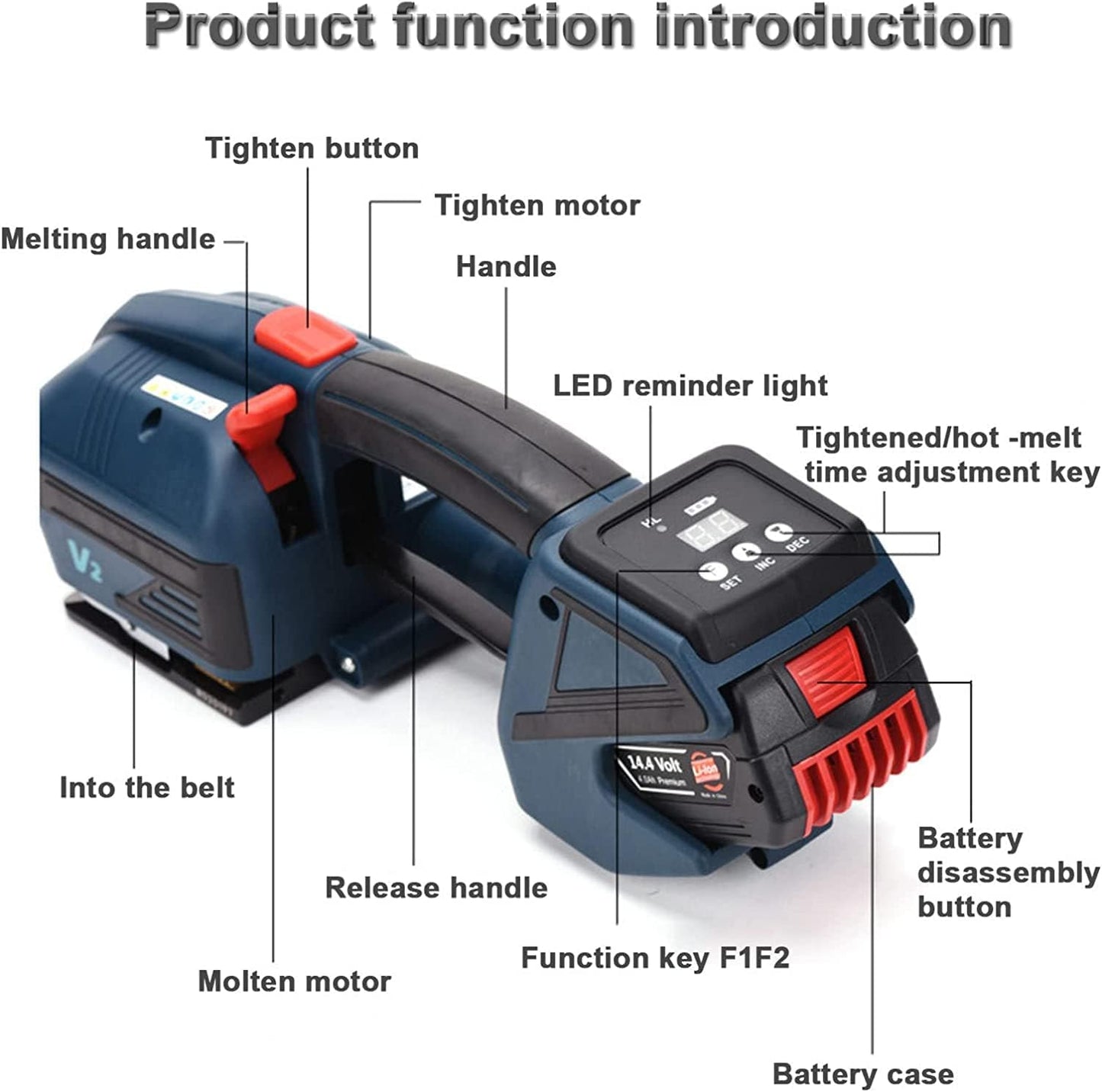 LIUSP Elektrische Umreifungsmaschine, tragbare Verpackungskarton-Palettenpresse, 4000-mAh-Akku für 1/2-5/8-Zoll-Bänder, automatisches Umreifungswerkzeug