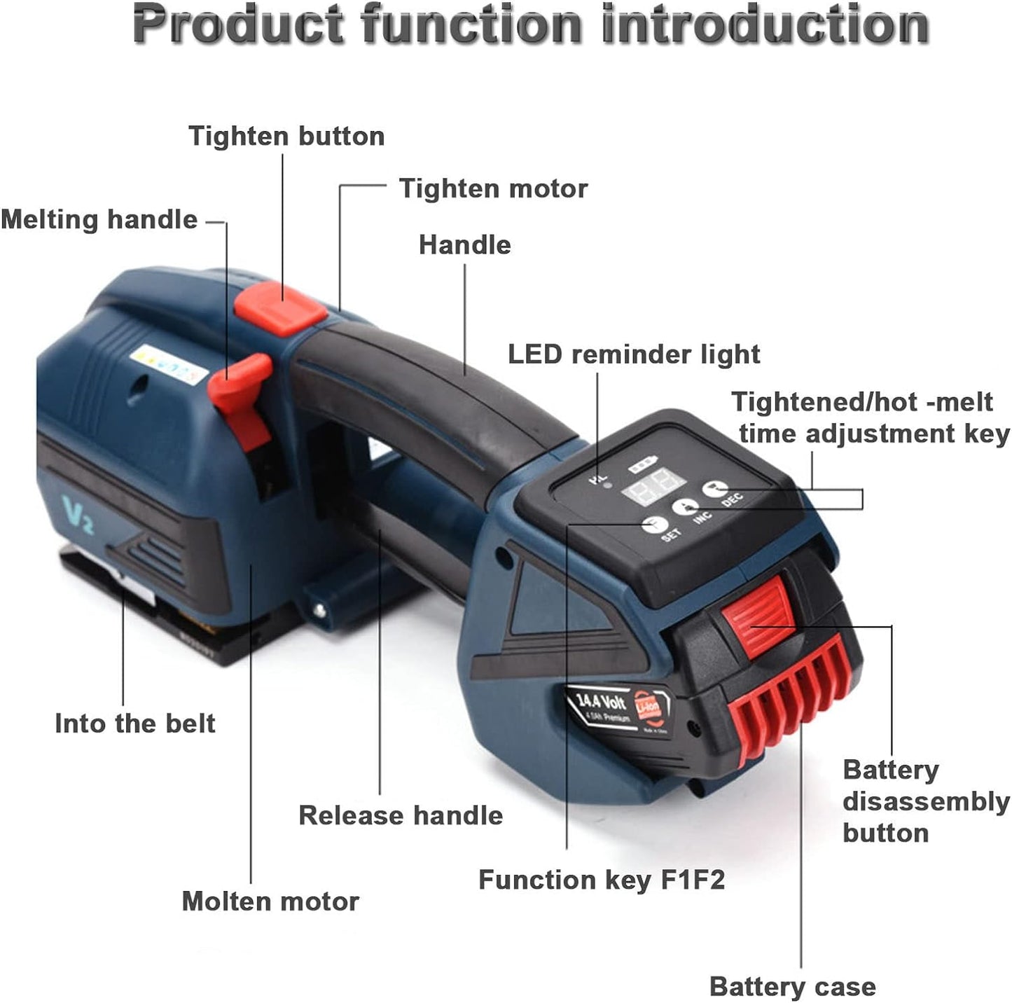 LIUSP Elektrische Umreifungsmaschine mit 4000-mAh-Akku, automatisches Umreifungsgerät für PET-/PP-Bänder, Handumreifungsgeräte für Verpackungsbänder, Umreifungsspanner, Ballenp