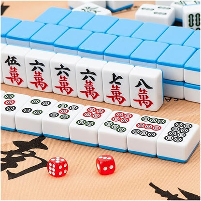 NOALED Sets Chinesisch Chinesisches Spielset mit weicher Tasche, klassisches Mah-Jongg-Spielset für Reise-Familienspiel – mit 144 großen Spielsteinen Mah-Jongg-Set